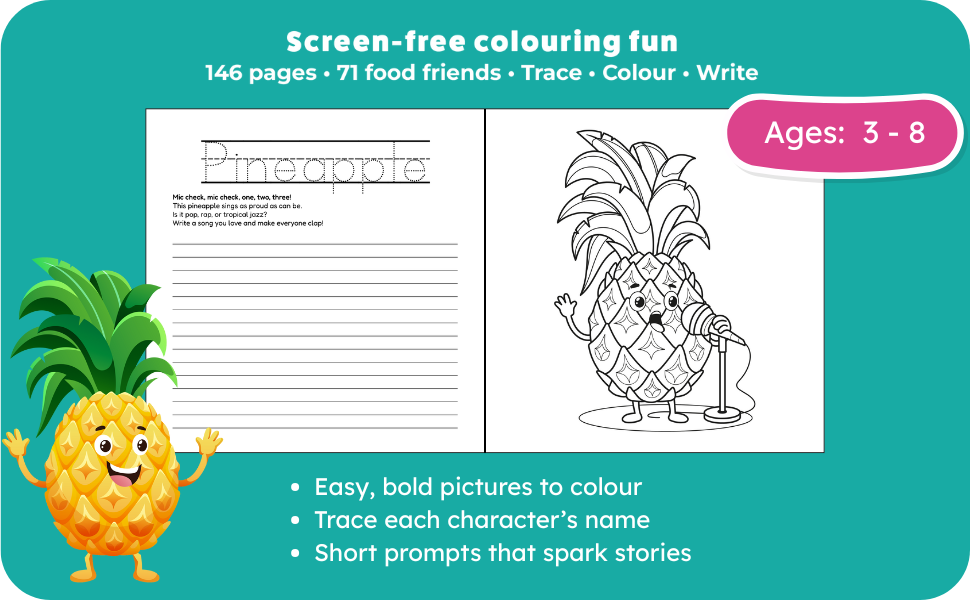 My Foodie Tales: Colour, Trace & Write Stories
